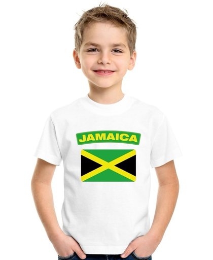 Jamaica t-shirt met Jamaicaanse vlag wit kinderen S (122-128)