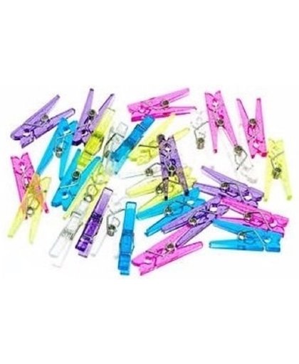 Plastic knijpertjes - 36 stuks - plastic wasknijpers mini