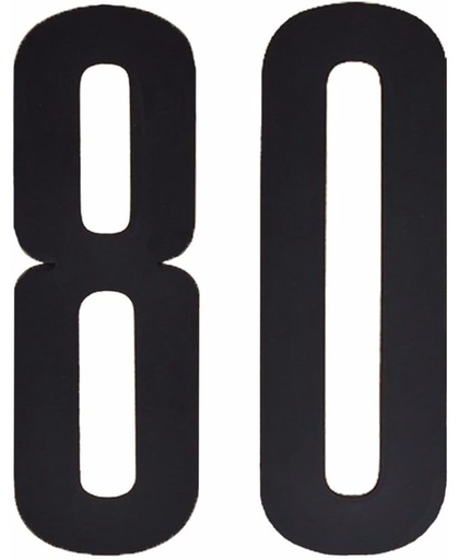 Cijfer sticker 80 zwart 10 cm - klikocijfers / losse plakcijfers
