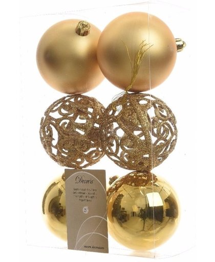Onbreekbare gouden kerstballen 8 cm - 12 stuks - kerstversiering