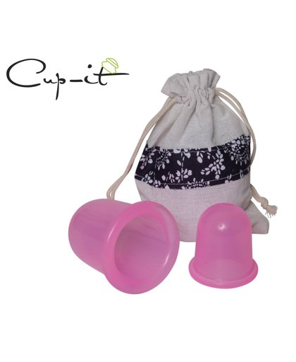 Cup-it – Cellulite Cups – Anti Cellulitis Cups – Lichaam & Gezicht – Vacuüm Massage Cups – Silicone Cupping Set – Transparant – 2 Stuks - 1 Medium 5.5 cm - 1 Large 8.0 cm - Roze