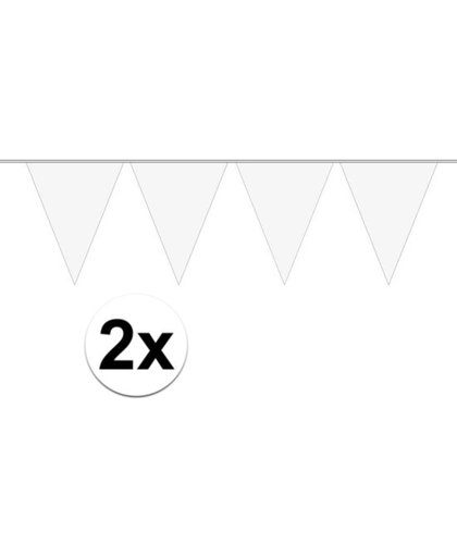 2x Mini vlaggenlijn / slinger -  wit-  300 cm
