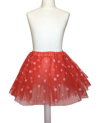 Tutu ballet verkleed Rokje rood met witte stippen verkleedkleding Prinsessen - lengte 30 cm -