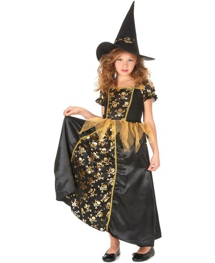 Zwart gouden heksen kostuum voor meisjes