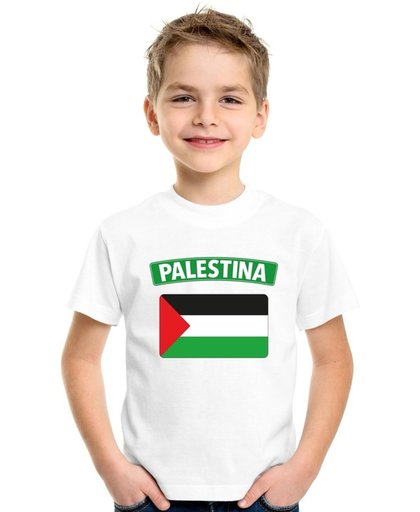 Palestina t-shirt met Palestijnse vlag wit kinderen S (122-128)