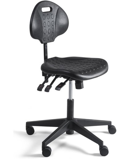 24Designs Werkstoel Laag Nylon - Verstelbare Zithoogte 44 - 60 Cm - Zwart