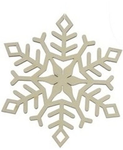 3x Houten sneeuwvlok type 1 kerstversiering hangdecoratie - 10 cm - kersthanger