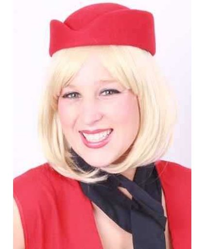 Stewardess hoed wolvilt rood