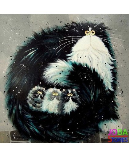 Diamond Painting "JobaStores®" Crazy Cats 04 - volledig - 30x30cm