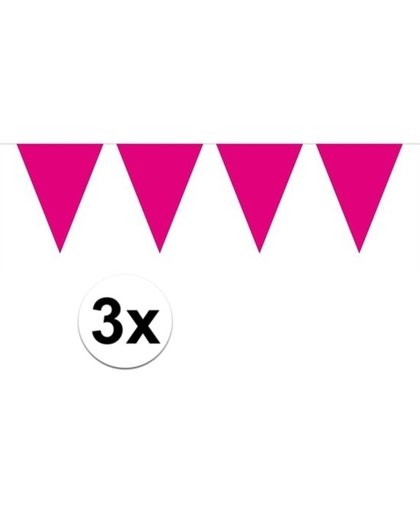 3x Mini vlaggenlijn / slinger - magenta roze-  300 cm