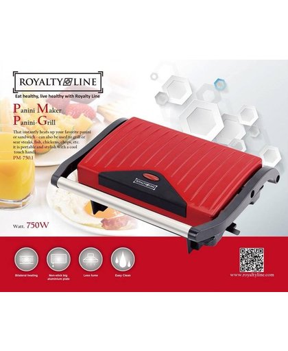Royalty Line PM-750.1  Panini Grill 750W Rood
