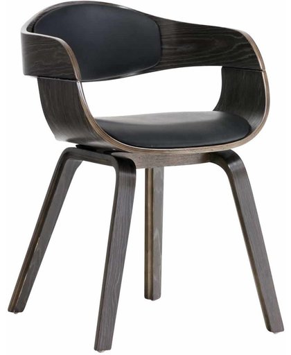 Clp Moderne retro bezoekersstoel KINGSTON conferentiestoel - houten onderstel, met armleuning - kleur onderstel : zwart kleur onderstel : grijs