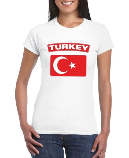 Turkije t-shirt met Turkse vlag wit dames - maat S