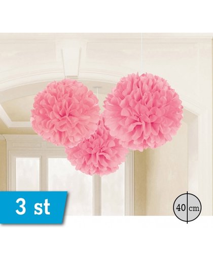 Fluffy bal decoration, baby roze, 3 stuks, verpakt