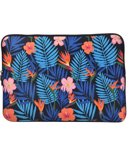 Laptop Sleeve met Tropische print tot 12 inch – Blauw/Oranje