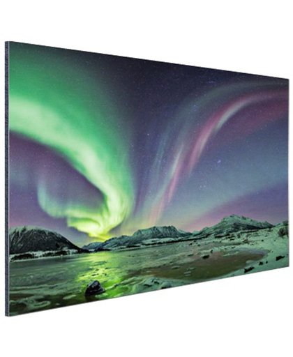 Groen en paars noorderlicht Aluminium 180x120 cm - Foto print op Aluminium (metaal wanddecoratie)