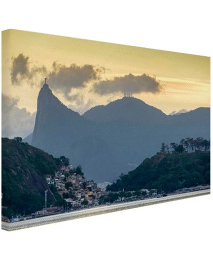 Hoge bergtoppen Rio de Janeiro Canvas 180x120 cm - Foto print op Canvas schilderij (Wanddecoratie)