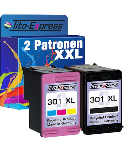 PlatinumSerie® voordeelset 2 Cartridge/Patronen compatibel voor HP 301 XL Black & Color met chip zodat de vulstand weer gaat