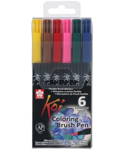Sakura Koi Coloring Brush Pen - 6 kleuren/stuks