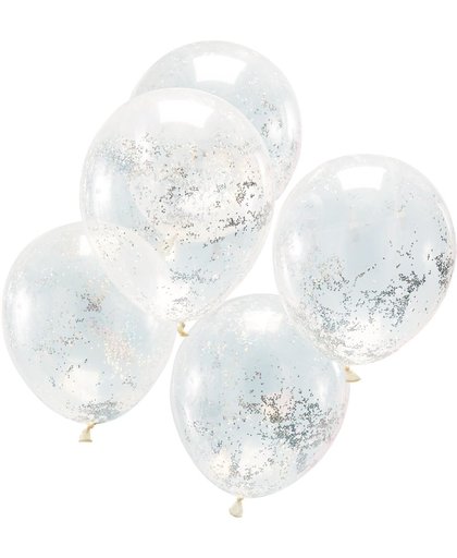 Ginger Ray Jolly Good Vibes - Ballon gevuld met holografische glitter confetti Ø 28 cm - Set-5