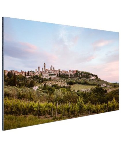 Zonsopgang wijngaard Toscane Aluminium 180x120 cm - Foto print op Aluminium (metaal wanddecoratie)