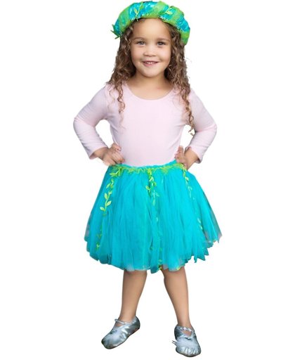 Blauwe en groene zeemeermin tutu met krans voor meisjes