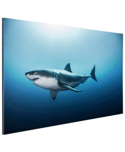 FotoCadeau.nl - Zijaanzicht grote witte haai Aluminium 90x60 cm - Foto print op Aluminium (metaal wanddecoratie)