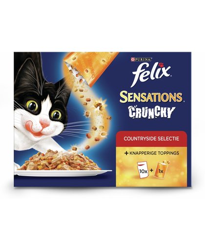 Felix Sensations Crunchy - Kattenvoer - 10x100+40 g Selectie