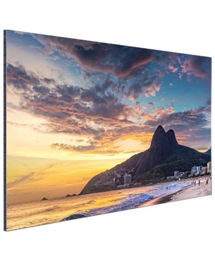 Avondlucht  Rio de Janeiro Aluminium 180x120 cm - Foto print op Aluminium (metaal wanddecoratie)