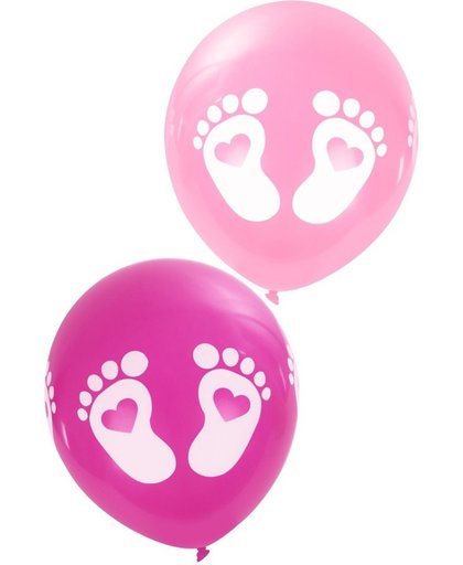Geboorte ballonnen Voetjes roze 8 stuks