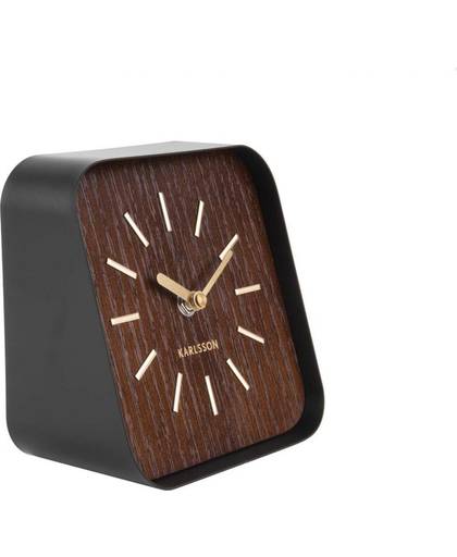 Table clock Squared black, dark wood dial