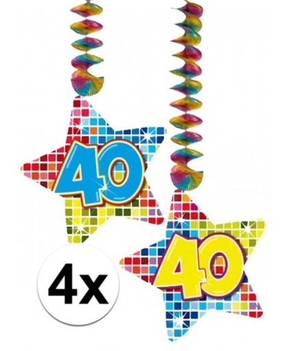 4x Hangdecoratie sterren 40 jaar - verjaardag versiering