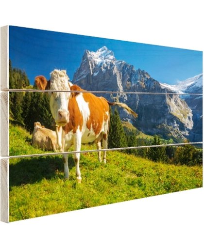 FotoCadeau.nl - Zwitserse Koeien Hout 80x60 cm - Foto print op Hout (Wanddecoratie)
