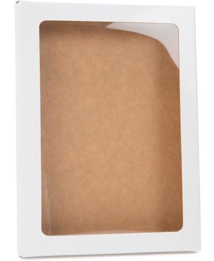 Kraft doosje met PET Sheet, glanzend Wit, 11.5x1.5x15.0cm (25 Stuks) [WGWG3]