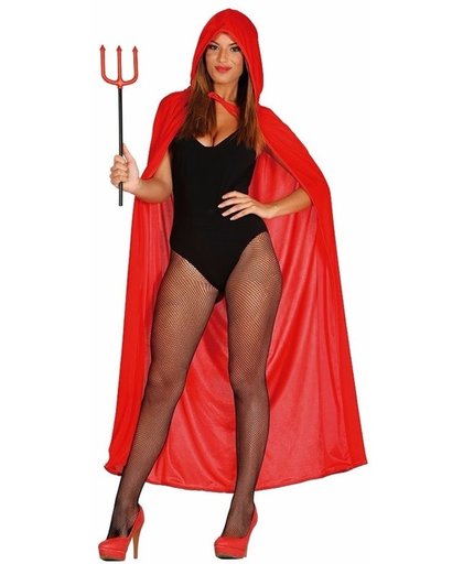 Halloween - Rode fluwelen cape met capuchon 130 cm
