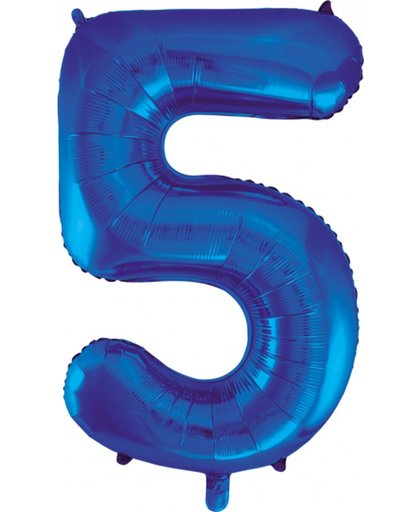Cijferballon blauw 86 cm nummer 5 professionele kwaliteit