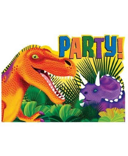 Dinosaurus feest uitnodigingen 16 stuks