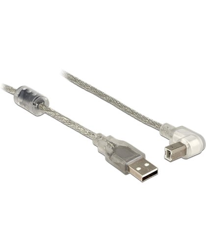 DeLOCK 2m, USB2.0-A/USB2.0-B USB-kabel USB A USB B Mannelijk Zilver, Transparant