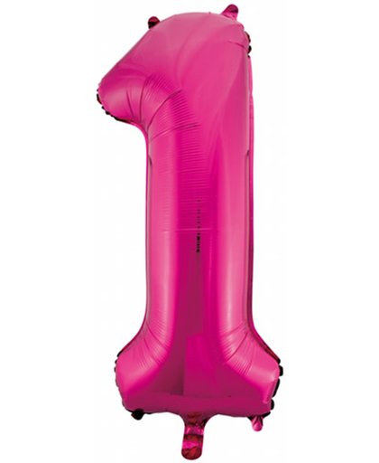 Cijferballon roze 86 cm nummer 1 professionele kwaliteit