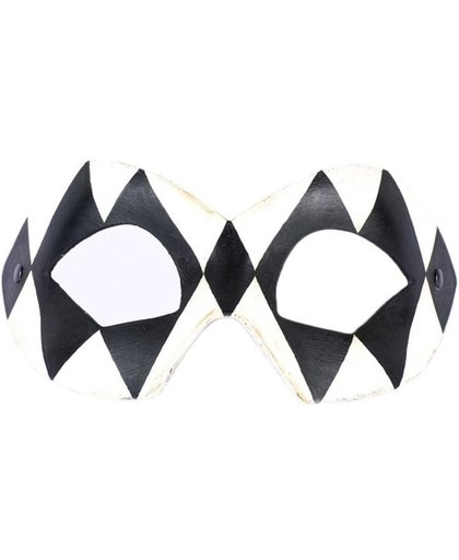 Venetiaans oogmasker harlekijn zwart/wit