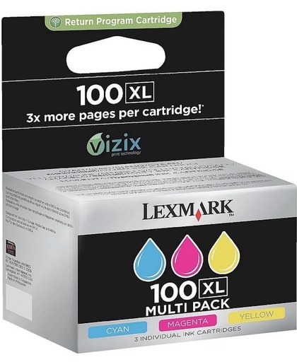 Lexmark 3-pack 100XL cyaan, magenta, gele inktcartridges inktcartridge