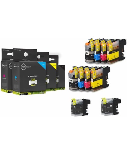 Inktmedia® - Inktcartridge - Alternatief voor de Brother LC-123 XL LC 123 serie 2x multi pack + 2x zwart (10 cartridges)