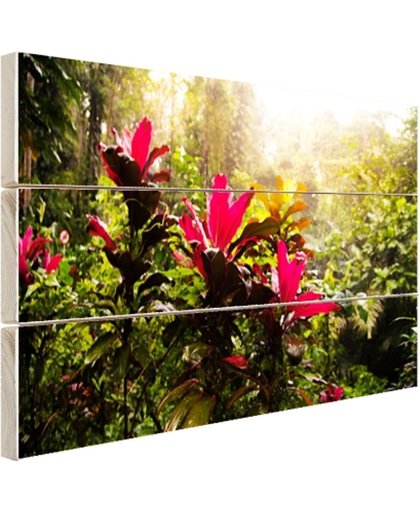 FotoCadeau.nl - Prachtige bloemen middenin de jungle Hout 60x40 cm - Foto print op Hout (Wanddecoratie)