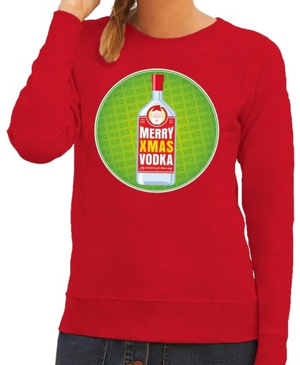 Foute kersttrui / sweater Merry Chrismas Vodka rood voor dames - Kersttrui voor wodka liefhebber XS (34)