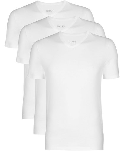 Actie 3-pack: Hugo Boss T-shirts Regular Fit, V-hals, wit