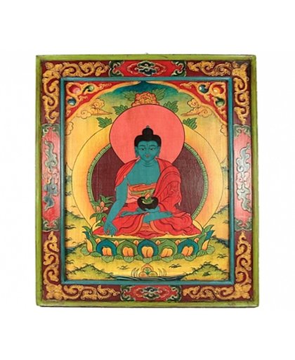Handbeschilderd paneel hout Medicijnboeddha (56x51 cm)