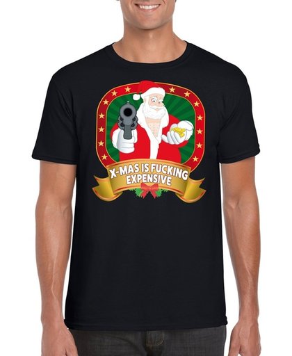 Foute Kerst t-shirt zwart X-mas is fucking expensive voor heren - Kerst shirts M