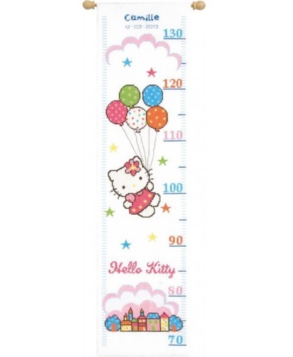 borduurpakket PN0148210 hello kitty, groeimeter/meetlat, ballonnen