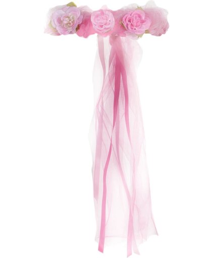 Roze prinses bloemenkrans voor meisjes