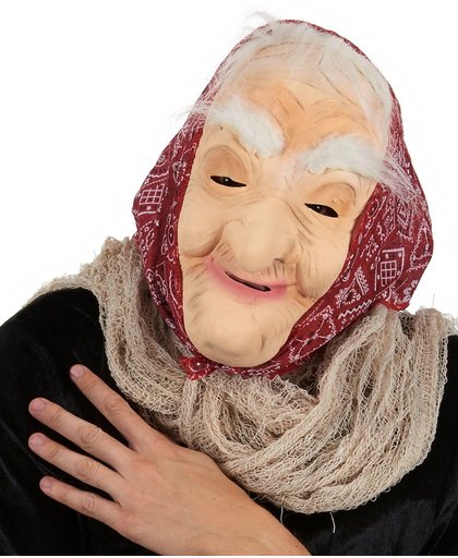Oude heks met haren masker voor vrouwen Halloween - Verkleedmasker